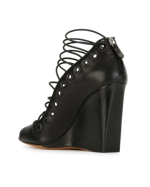 Givenchy Bondage Wedge Sandals in Black | Lyst