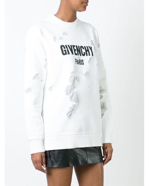 givenchy distressed hoodie white