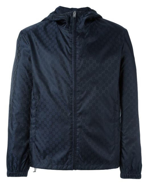 Gucci Gg Supreme Hooded Jacket in Blue for Men Lyst