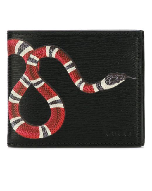 Gucci Snake Print Wallet in Black for Men | Lyst