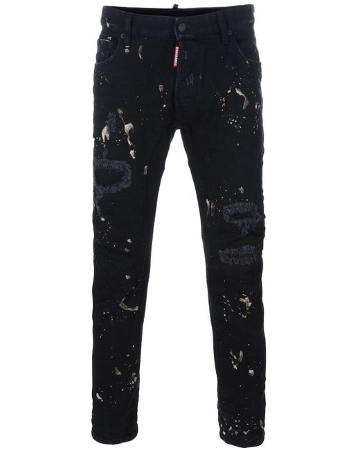 Dsquared² Paint Splash Skinny Jeans in Black for Men Lyst