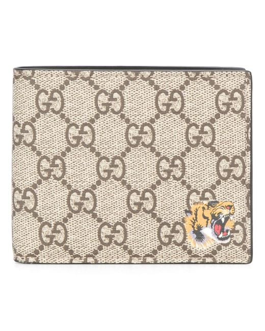 Gucci Gg Supreme Tiger Wallet in Brown for Men | Lyst
