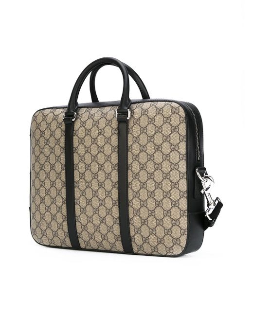 Gucci Gg Supreme Laptop Bag In Black 