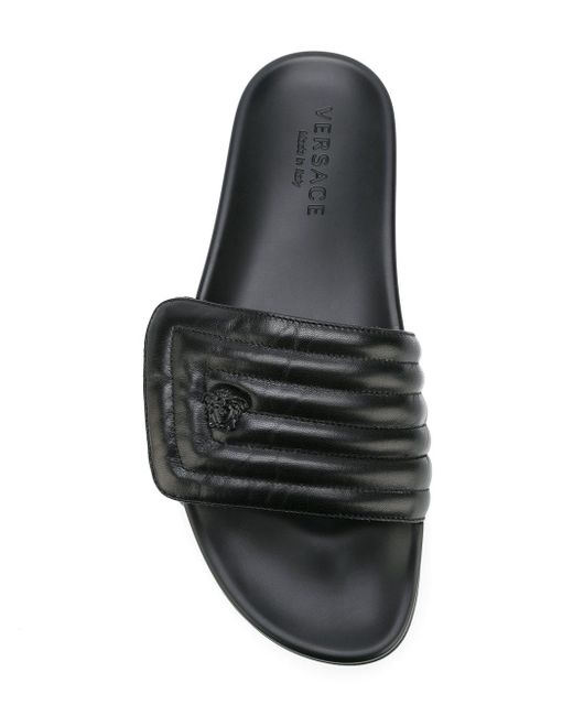 mens black versace slides