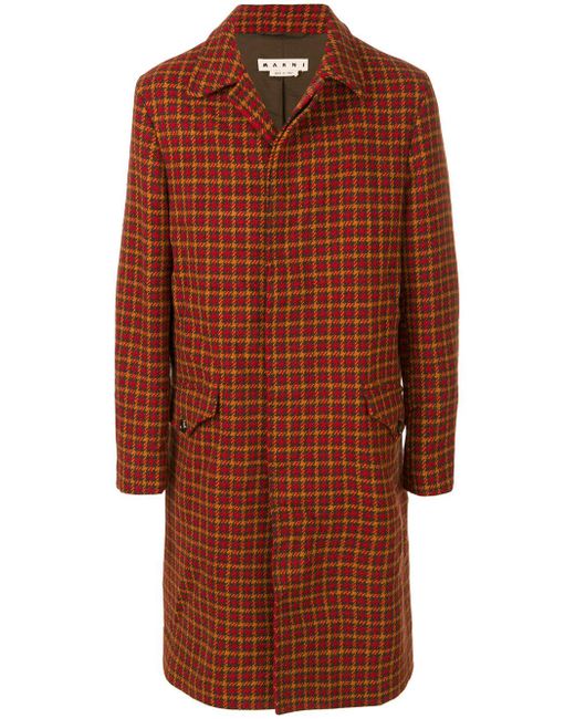 Marni Houndstooth Pattern Tweed Coat in Orange for Men - Save 40% | Lyst