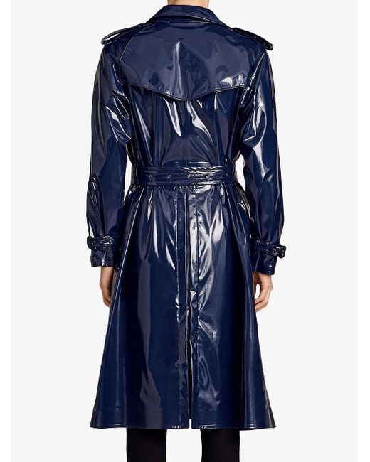 Lyst - Burberry Laminated Trench Coat in Blue