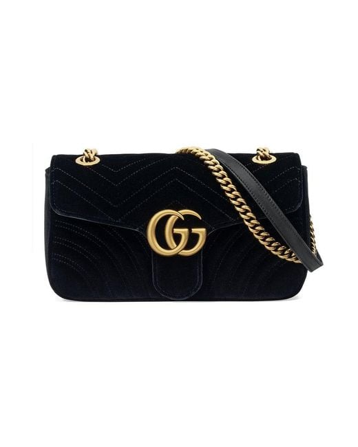 Gucci Gg Marmont Velvet Shoulder Bag in Black - Save 11.840354767184039 ...