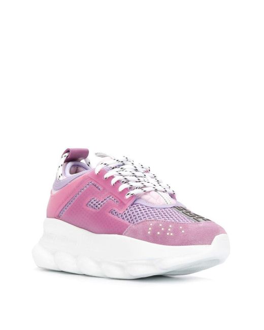 Versace Suede Chain Reaction Sneakers in Pink - Lyst