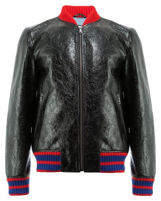 Lyst - Gucci Gg Web Patent Bomber Jacket in Black for Men