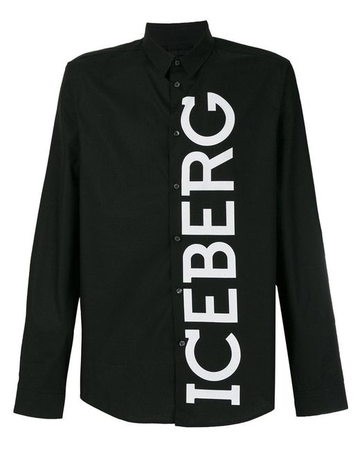 Lyst - Iceberg Logo Printed Shirt in Black for Men - Save 64%