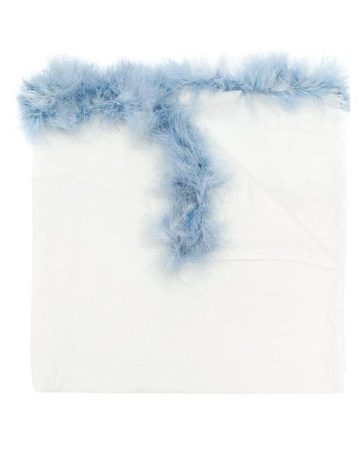 Cutuli Cult Feather Trim Scarf In White Lyst Cutuli Cult White Feather Trim Scarf Lyst