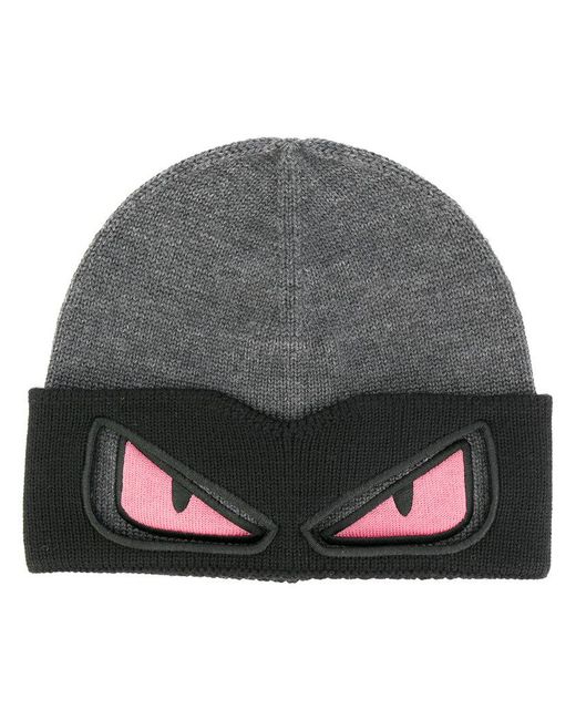 Lyst - Fendi Eyes Knitted Beanie Hat in Gray for Men