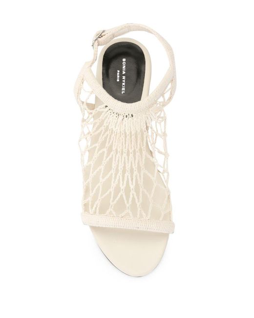 Sonia Rykiel Flat Fishnet Sandals in White - Lyst