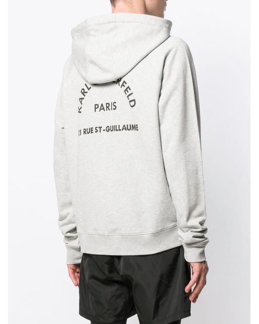 Karl Lagerfeld Logo Zip Up Hoodie in Gray for Men - Lyst