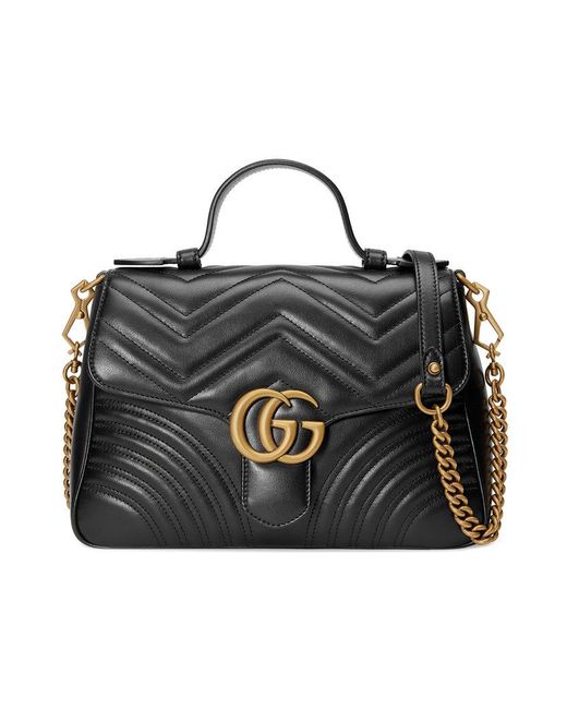 Lyst - Gucci Gg Marmont Small Top Handle Bag in Black - Save 26%