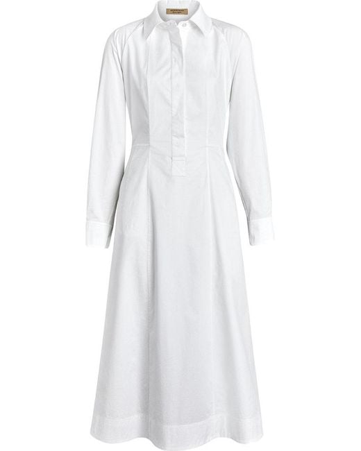 Lyst Burberry Panelled Stretch  Cotton Shirt  Dress  in White