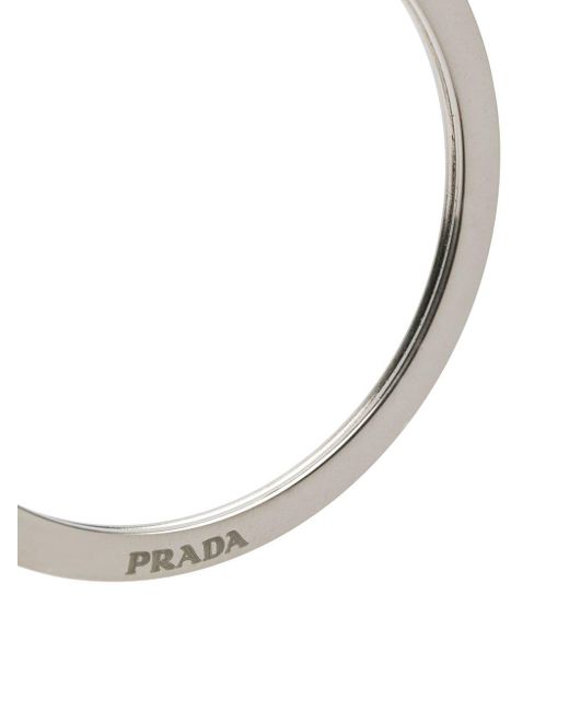 Prada Engraved Logo Ring in Metallic for Men Lyst