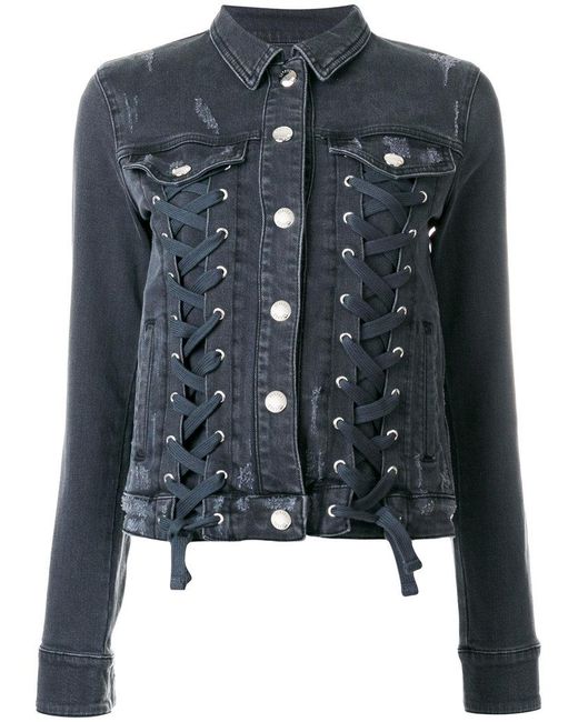 lace up denim jacket