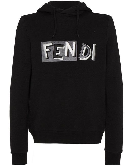 Lyst - Fendi Embroidered Logo Hoodie in Black for Men