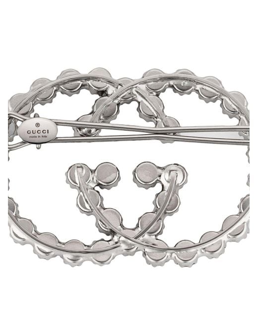 Gucci GG Crystal Hair Clip in Metallic Lyst