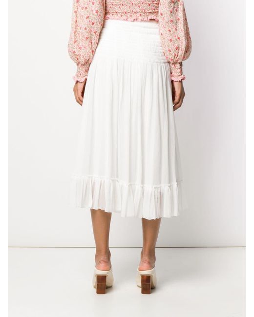 Chloé Smocked Waist Skirt in White - Lyst