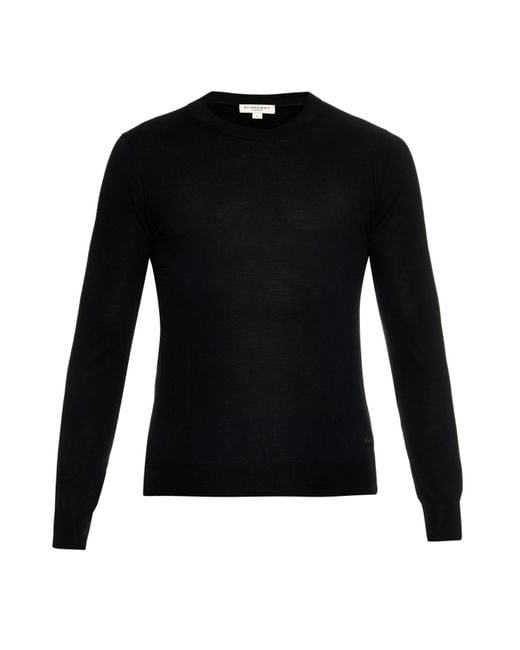 Burberry Crew-neck Merino-wool Knit Sweater in Black for ...