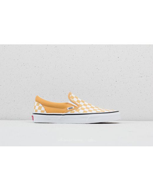 vans classic slip on checkerboard ochre true white vans classic slip on checkerboard ochre true white