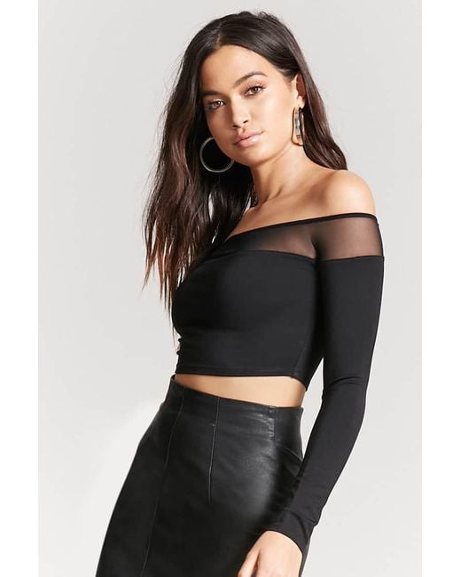 mesh off shoulder top