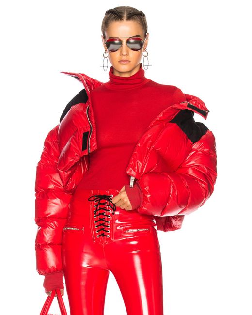 Download Unravel Shiny Nylon Cropped Down Jacket in Red | Lyst