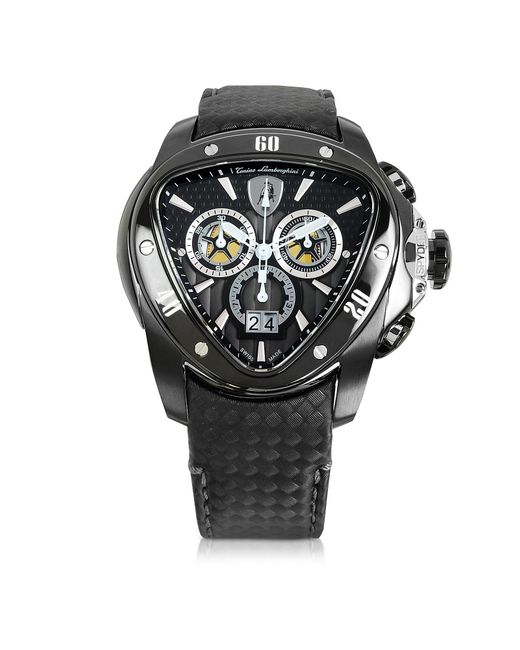 tonino lamborghini black stainless steel spyder chronograph w black carbon fibre in tonino lamborghini black stainless steel spyder chronograph w black carbon fibre in