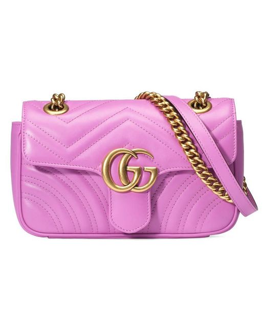 Gucci Gg Marmont Medium Quilted Leather Shoulder Bag in Pink | Lyst
