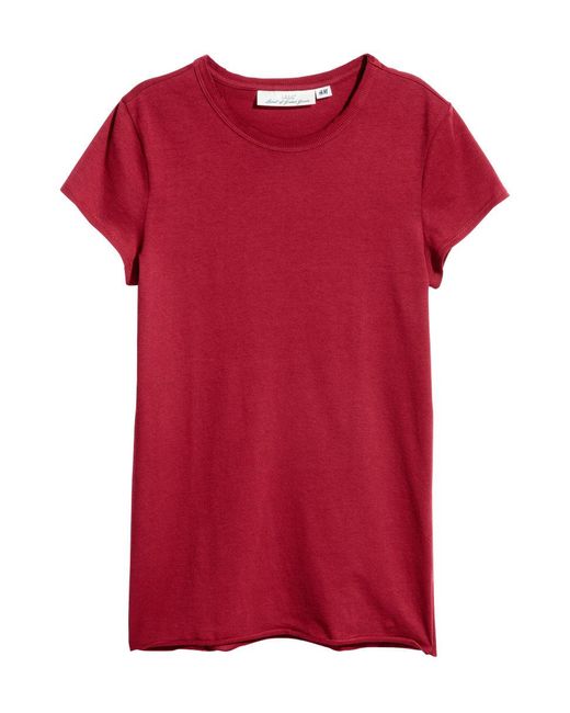 H&m Jersey Top in Red | Lyst