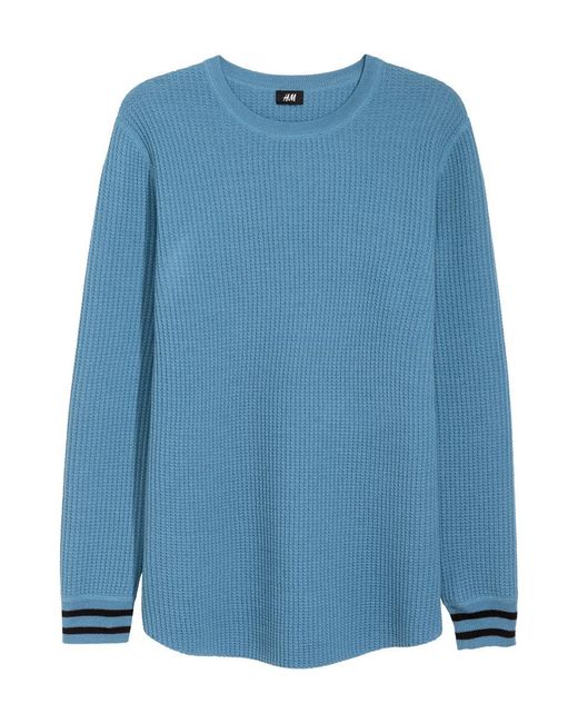 Lyst - H&M Textured Wool-blend Jumper in Blue for Men