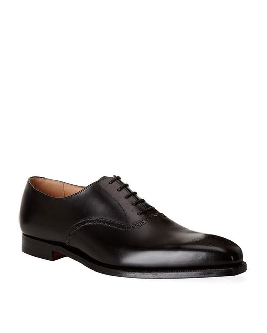 Crockett and jones Edgeware Punched Leather Oxford Shoes in Black for ...