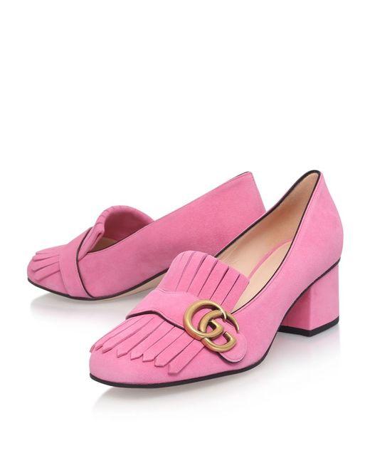 Gucci Marmont Fringed Court Shoes in Pink Lyst