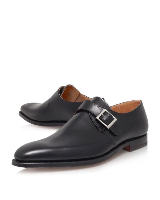 Crockett and jones Single-Strap Leather Monk Shoes in Black for Men | Lyst