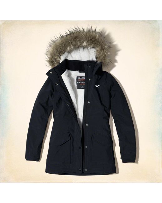 Hollister All-weather Stretch Sherpa-lined Parka in Blue - Save 40% | Lyst