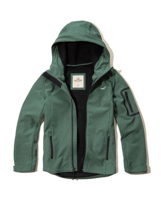 Hollister Softshell Hooded Jacket in Green for Men Lyst
