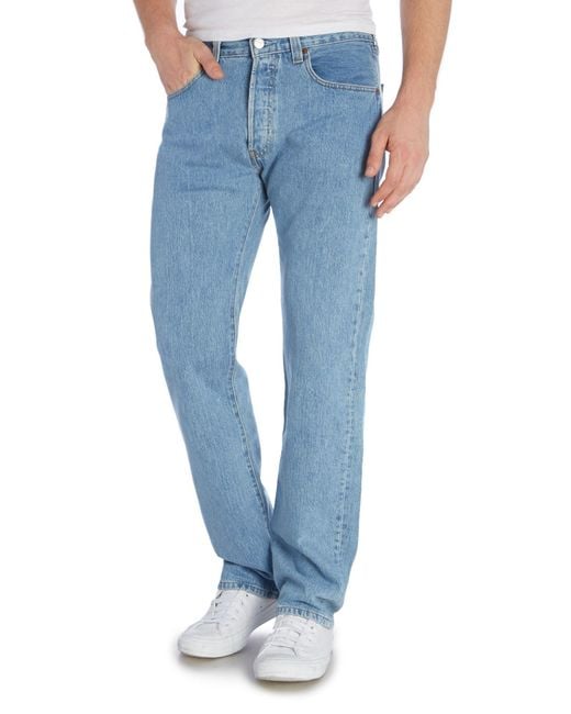 Levi's 501 Straight Fit Light Wash Jeans in Blue for Men | Lyst