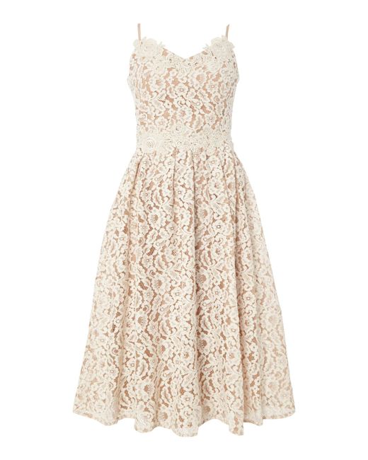 Little mistress Fit And Flare Lace Midi Dress in White | Lyst