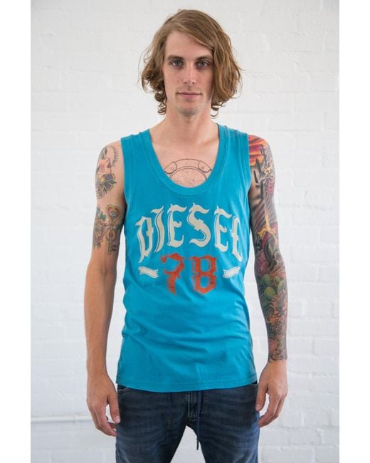 Lyst Diesel Akil Blue Tank Top in Blue for Men