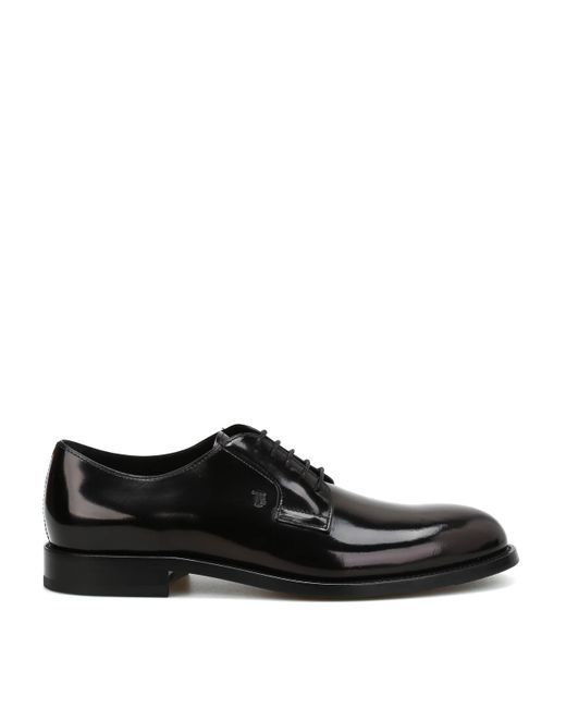 Tod's Brushed Leather Derby Shoes in Black for Men - Lyst