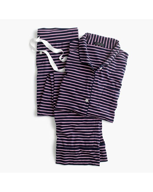 J.crew Petite Dreamy Cotton Pajama Set In Stripe in Blue Lyst
