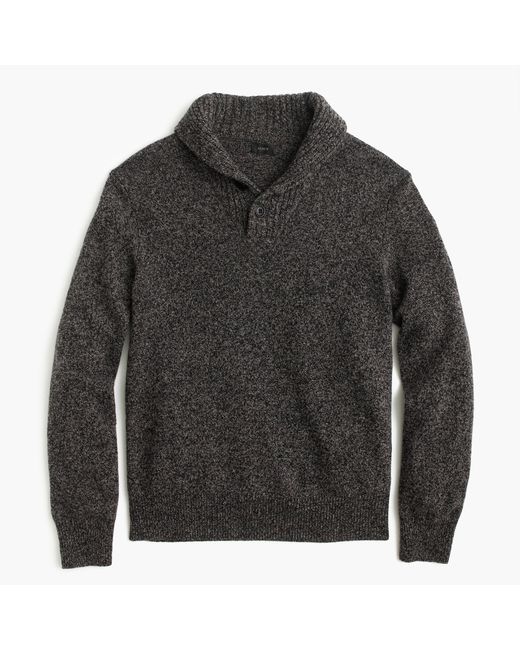 J.crew Marled Lambswool Shawl-collar Sweater in Gray for Men | Lyst