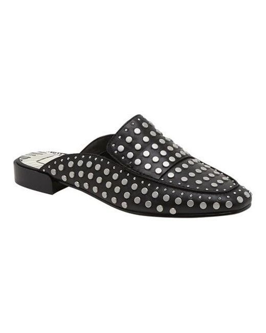 Dolce Vita Leather Maura Studded Mules in Black/Silver 