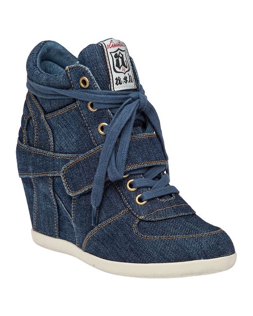denim wedge trainers