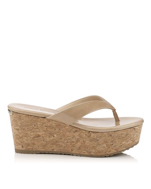 nude wedges cork