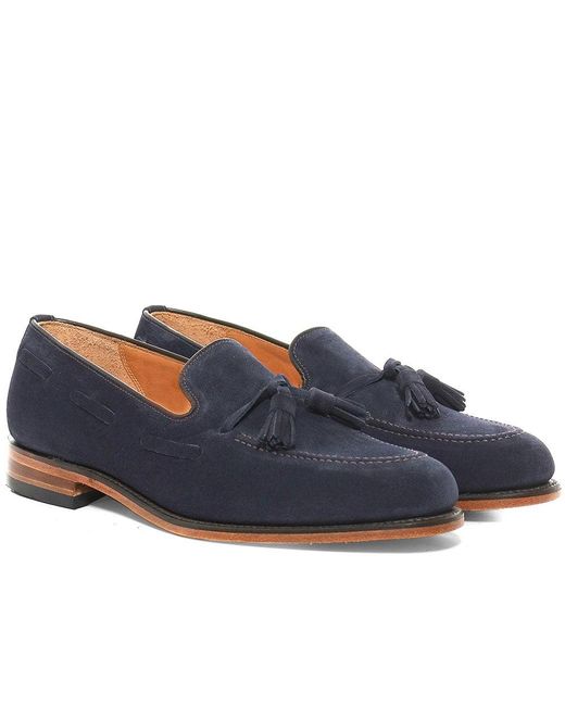 Loake Polo Suede Lincoln Loafers in Blue | Lyst