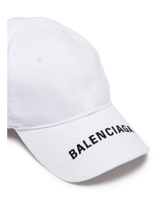 Lyst - Balenciaga Logo-embroidered Cotton Cap in White for Men - Save