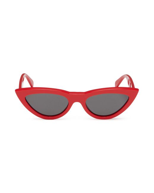 Lyst - Céline Acetate Narrow Cat Eye Sunglasses in Red